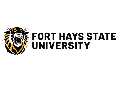 Logo for Fort Hays State University which includes tiger mascot